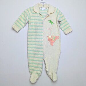 Vintage Carters Baby Terrycloth Footed Pajamas Embroidered Horse Frog 0-6 Months